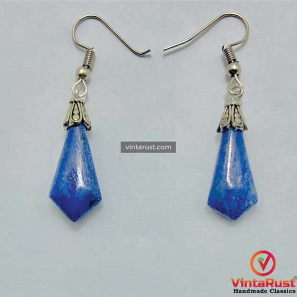 Dangle Earrings, Gemstone Dangle Earrings, Lapis Lazuli Handmade Earrings - Picture 1 of 10